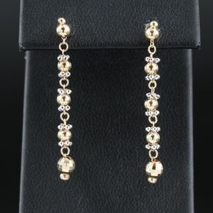 14k ⭐️ Gold Drop Earrings Two Tone Fancy Beaded Link
